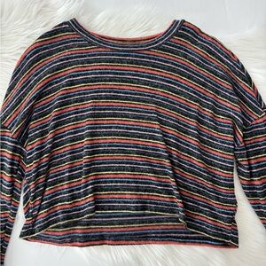 Wild Fable multi-colored striped cropped shirt